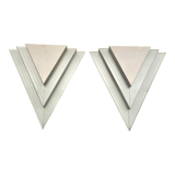 Pair of plexiglass and metal wall lamps, 1980