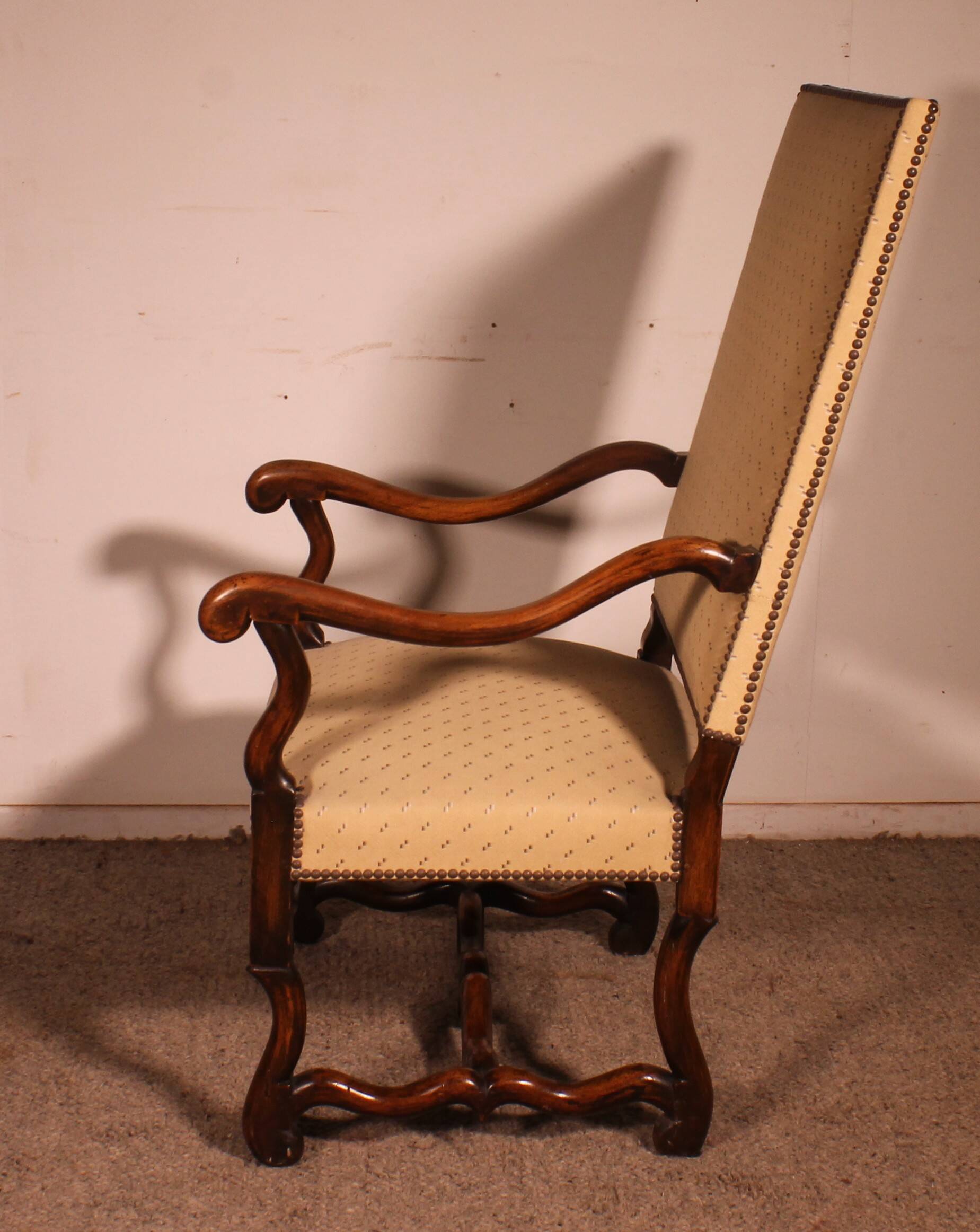 Louis XIV Style Armchairs in Sheep Bone in Walnut - 19th Century