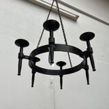 Vintage brutalist wrought iron candle holder by Boltze, 1970s.