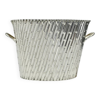 Seau à vin vintage en argent plaqué bambou