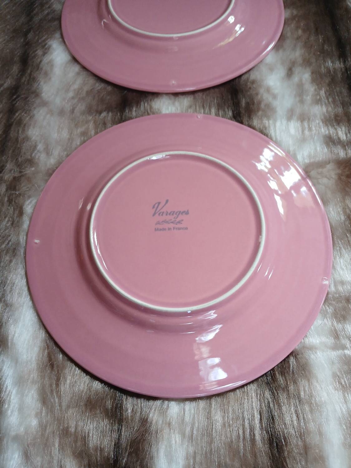 2 assiettes à dessert style barbotine