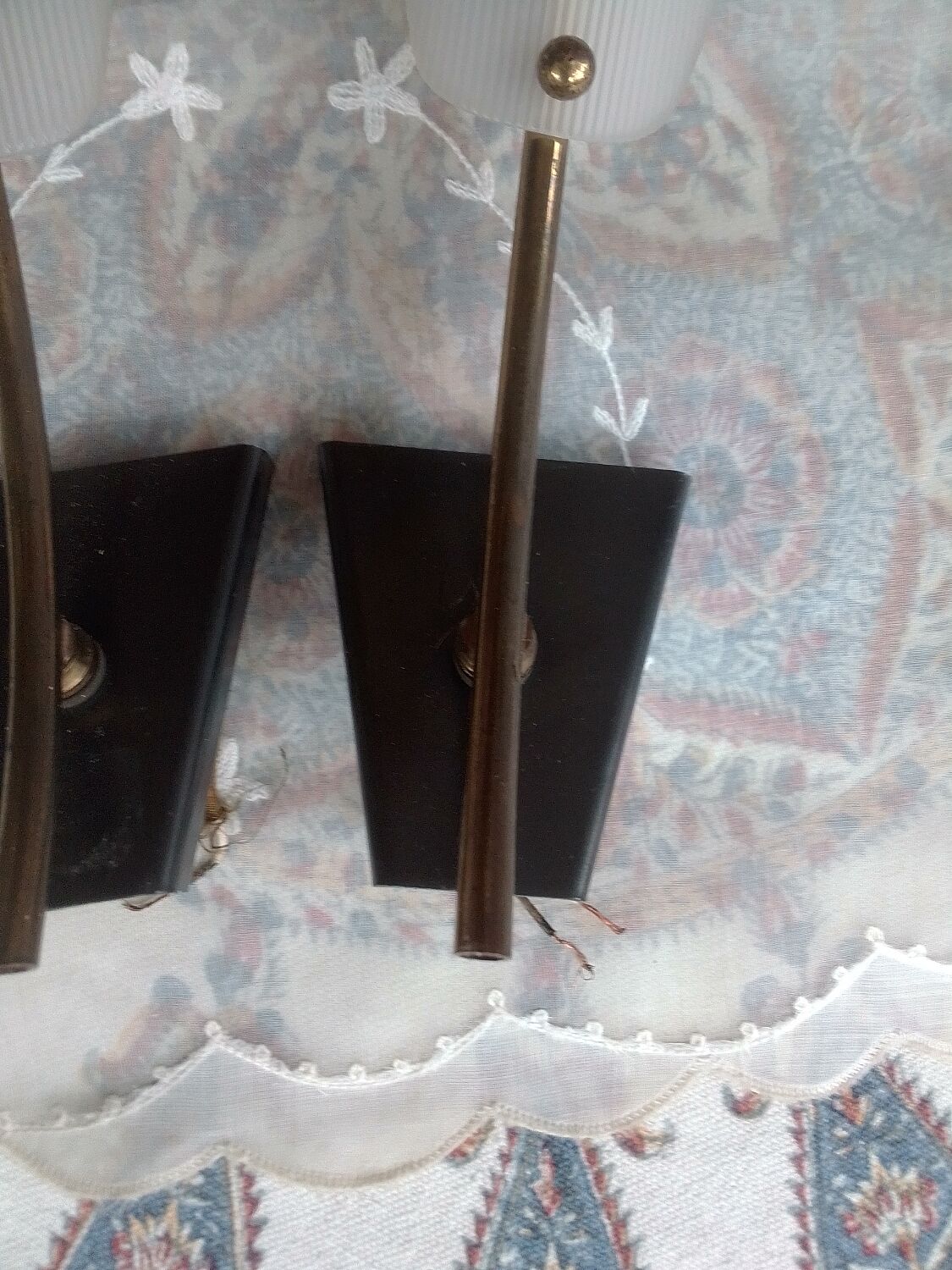Pair of brass plastic sconces