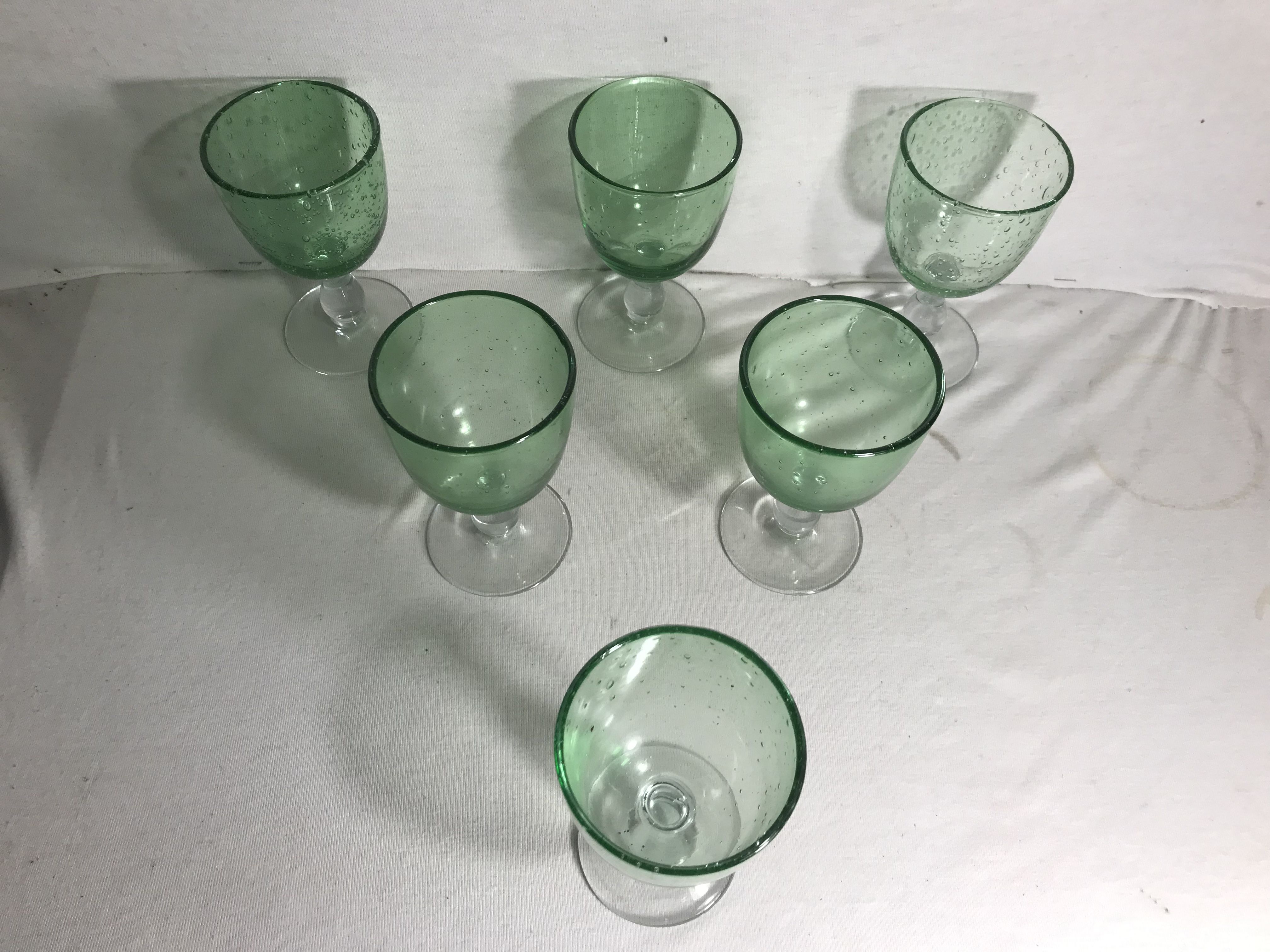 Series of 6 old glass 1970