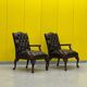 Fauteuil Chesterfield en cuir marron (le prix est pour un)