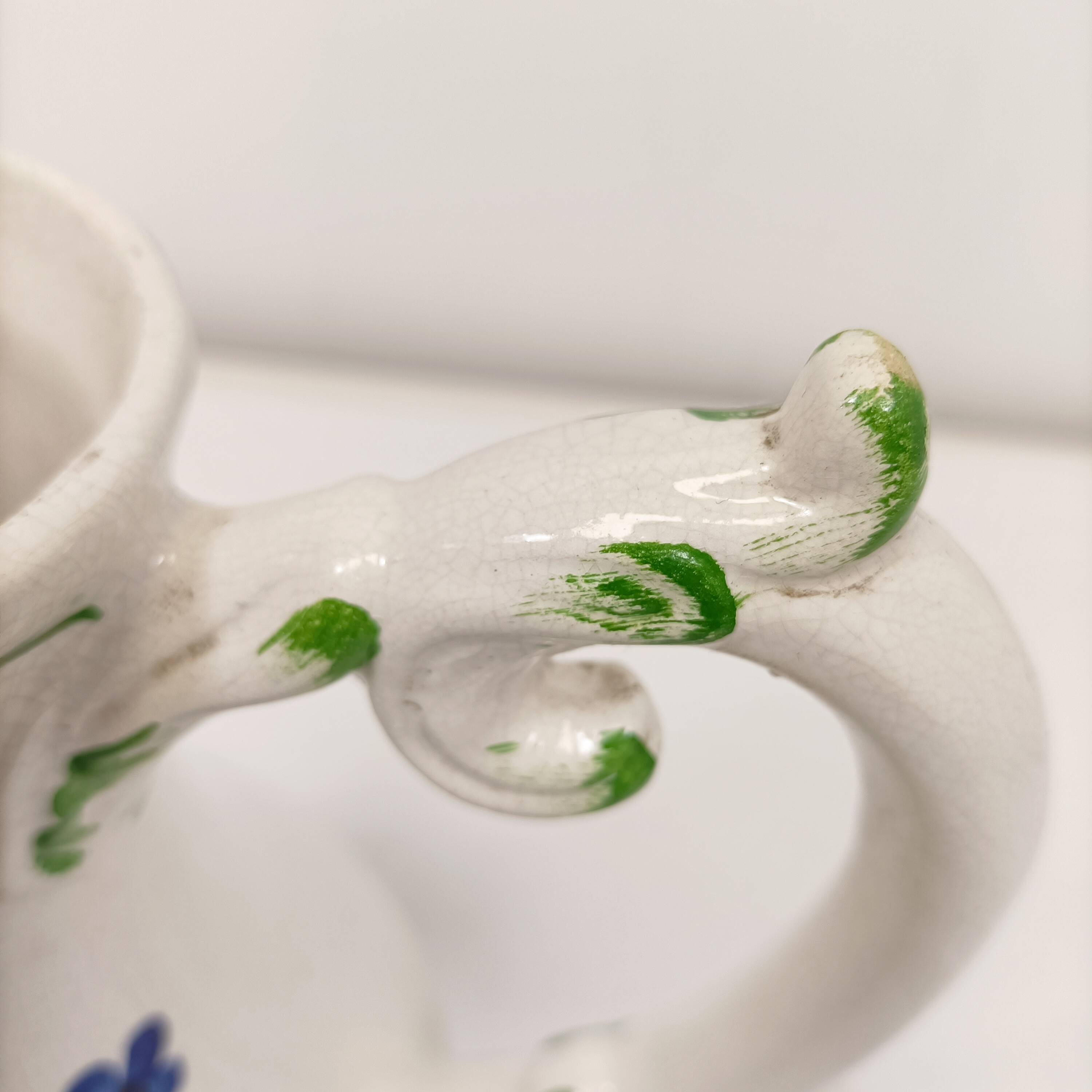 Antique Italian Bassano Vase Pitcher Carafe - Flower Pattern