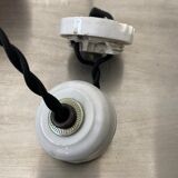 OLD INDUSTRIAL SUSPENSION TOLE EMAILLEE BLUE-GRAY