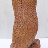 Large wooden owl, sculpture by Alain Dréan, Auray