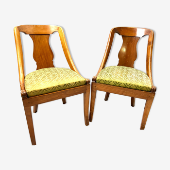 Pair of empire green seated dining chairs