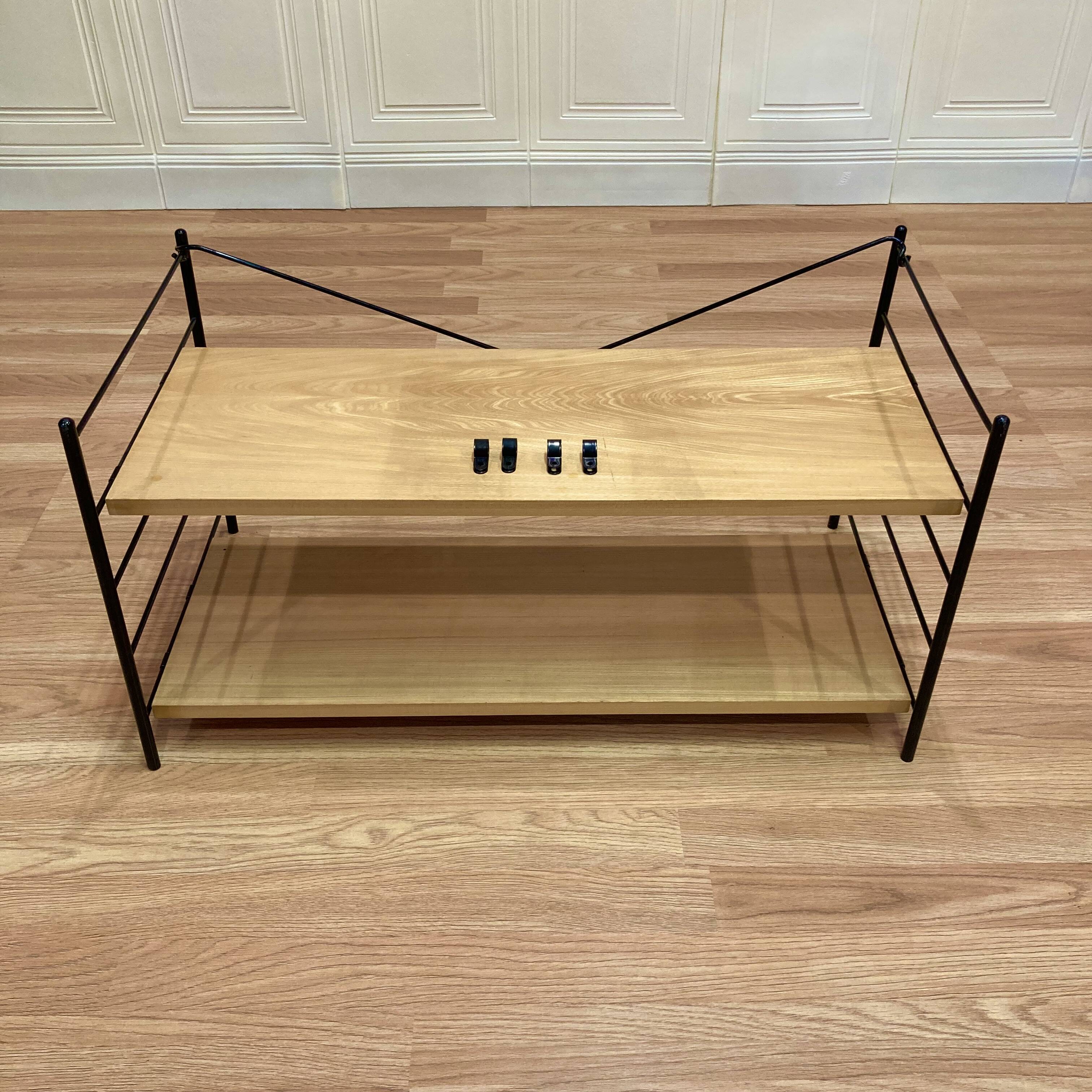 Étagère modulable métal et bois design 1960.