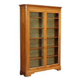 Bibliothèque ancienne en noyer, sapin et verre, 5 étagères, Italie, XIXe siècle