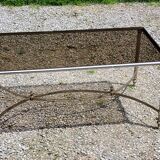 Coffee table from the 70s in chrome metal with smoked glass top in neo-classical style