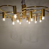 Vintage brass flush mount chandelier, 1970s