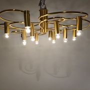 Vintage brass flush mount chandelier, 1970s