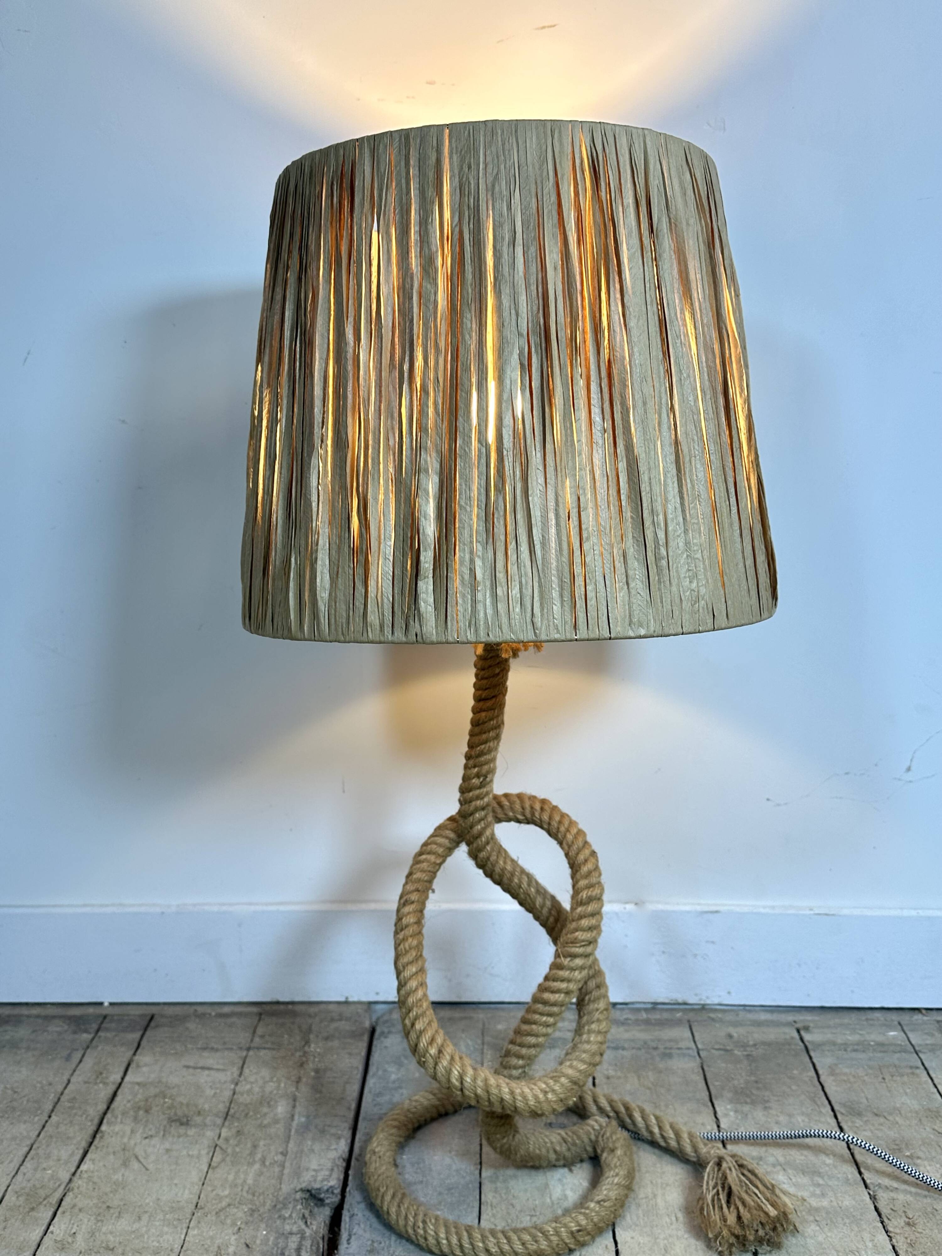 Audoux Minet lamp in rope and raffia 1950s