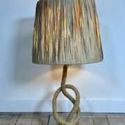 Lampe Audoux Minet en corde et rafia 1950'S