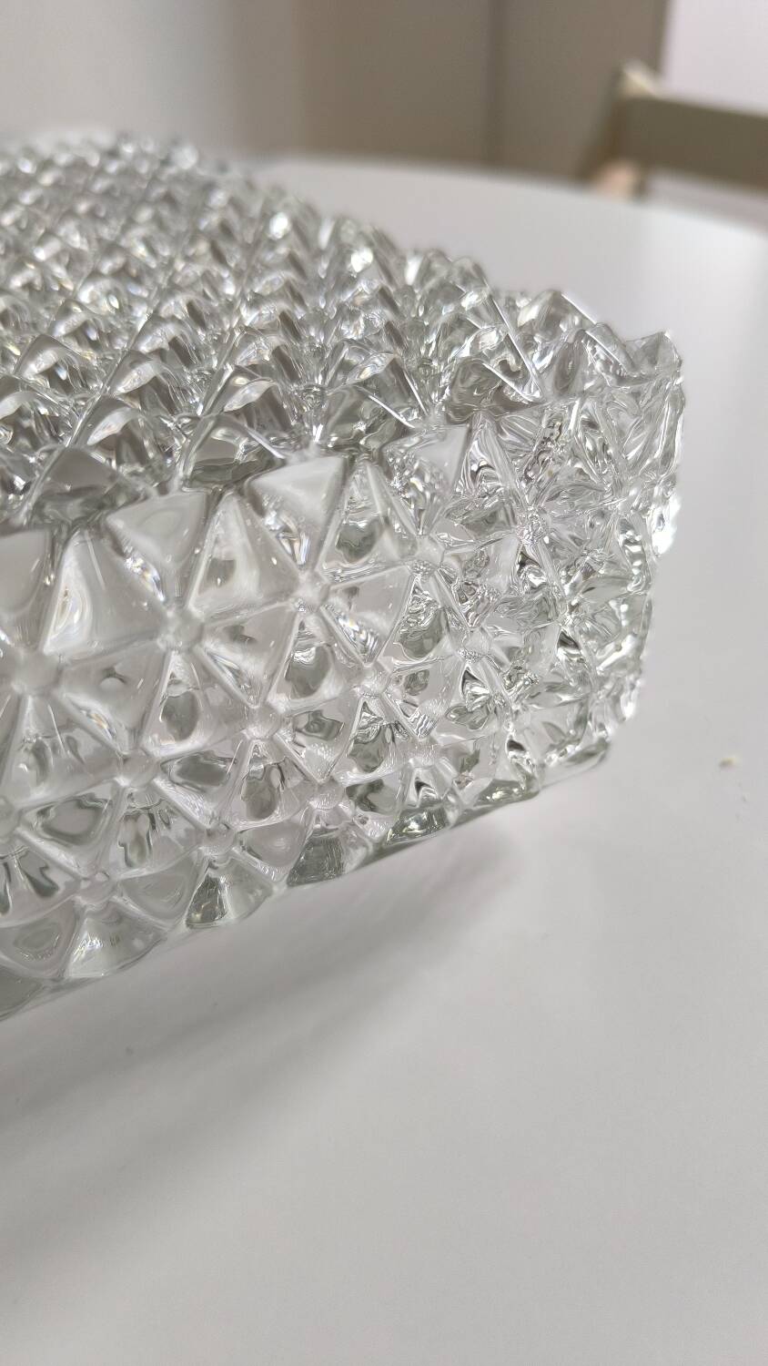 Plafonnier en verre ciselé des années 60