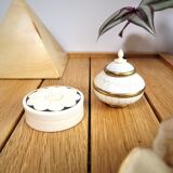 Pair ivory & brass boxes