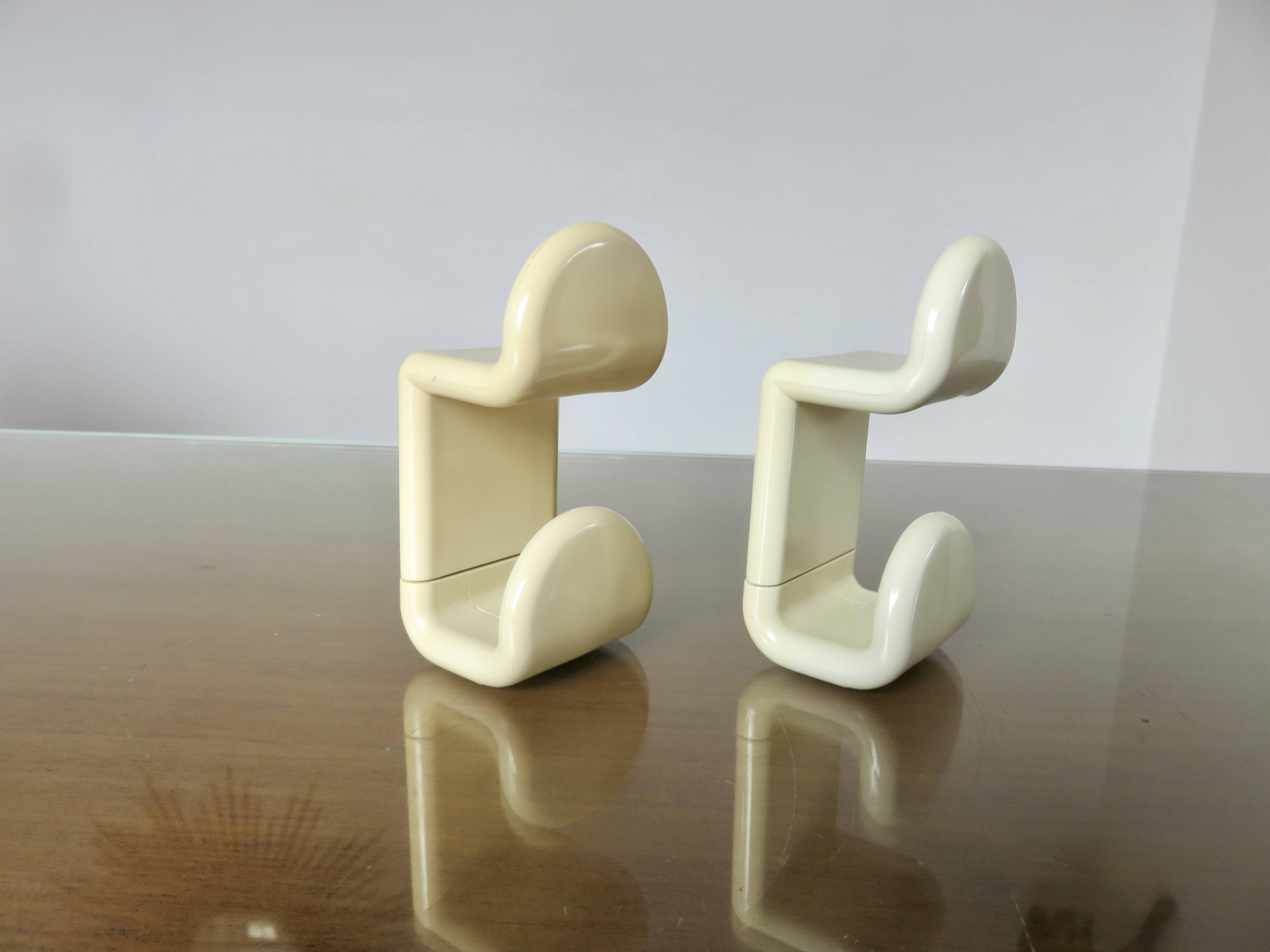Pair of "gedy" coat hooks designed by Ambrogio Rossari 1970 Italy