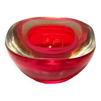Cendrier Sommerso Murano rouge annees 60