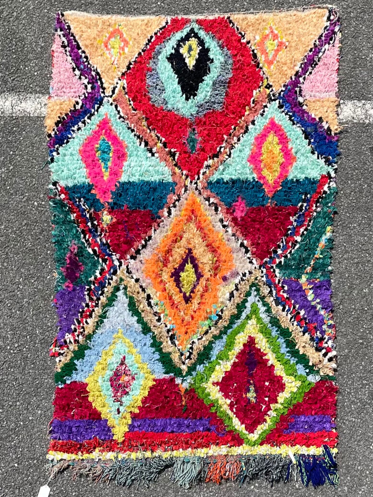 Berber carpet Butcher's with colored diamonds