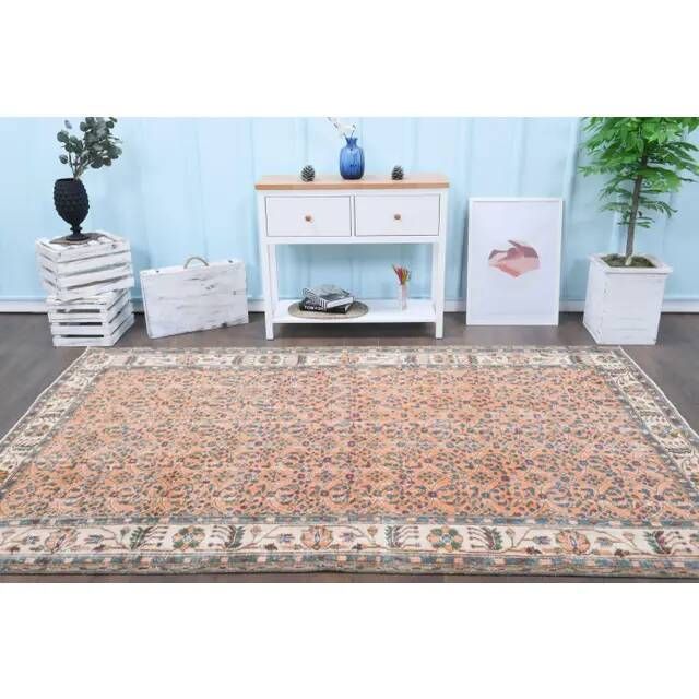 Tapis turc vintage fait main orange 180x286