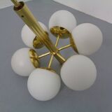 Sputnik brass and glass ceiling chandelier from Kaiser Idell / Kaiser Leuchten, Germany, 1960s