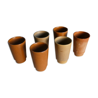 Set of 6 vintage stoneware cups