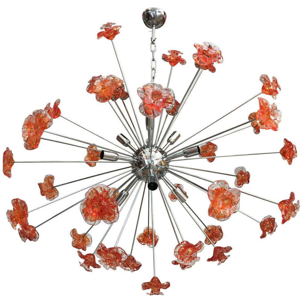 Red flowers Murano glass sputnik chandelier