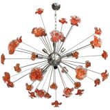 Red flowers Murano glass sputnik chandelier