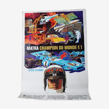 Vintage poster displays formula 1 car poster matra space race technologies