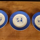 12 dessert plates + dish signed A.Devillers