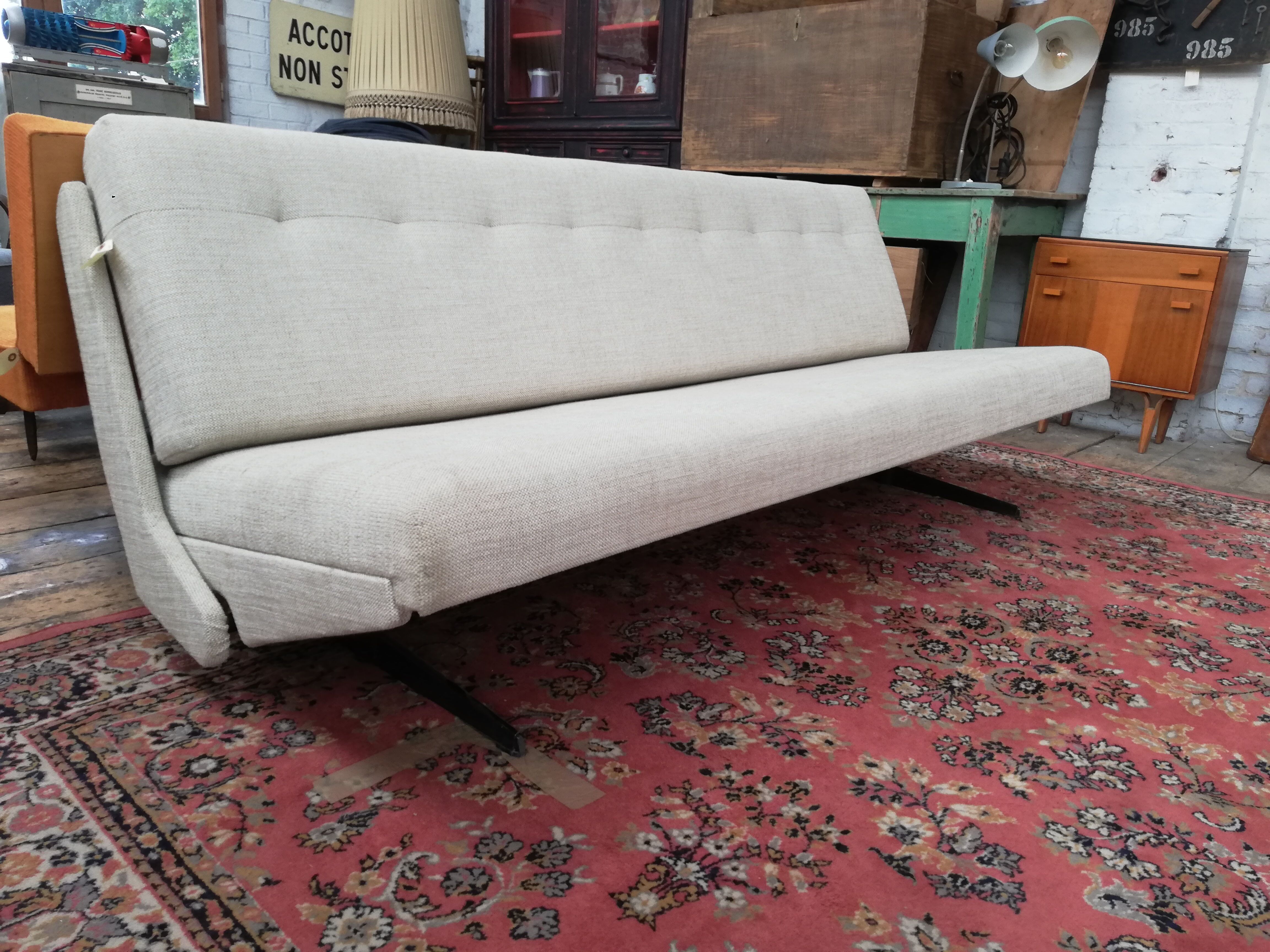 Large vintage convertible sofa bed, 70s, Czechoslovakia