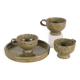 Set of cups and tray by Gustave Tiffoche in pyrite stoneware – 1970s