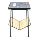 End table / selette in ceramic, black iron and yellow scoubidou, Psyché, 1960