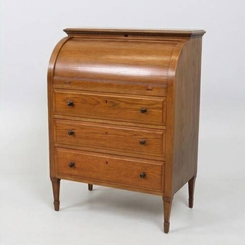 Vintage oak roll-top secretary - 80 cm, 1950s