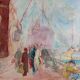 Oil on canvas representing the port of Nantes by J. Levy 20th century