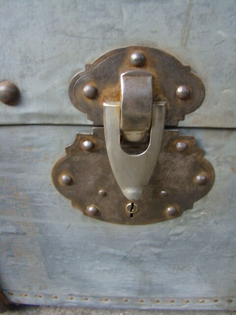 Old wooden travel trunk