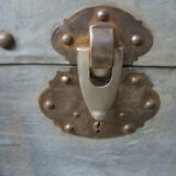 Old wooden travel trunk