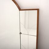 Scandinavian mirror in beech and metal, Sweden, 1960, 115x78cm