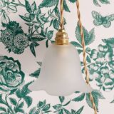 Suspension, glass lamp forming a tulip