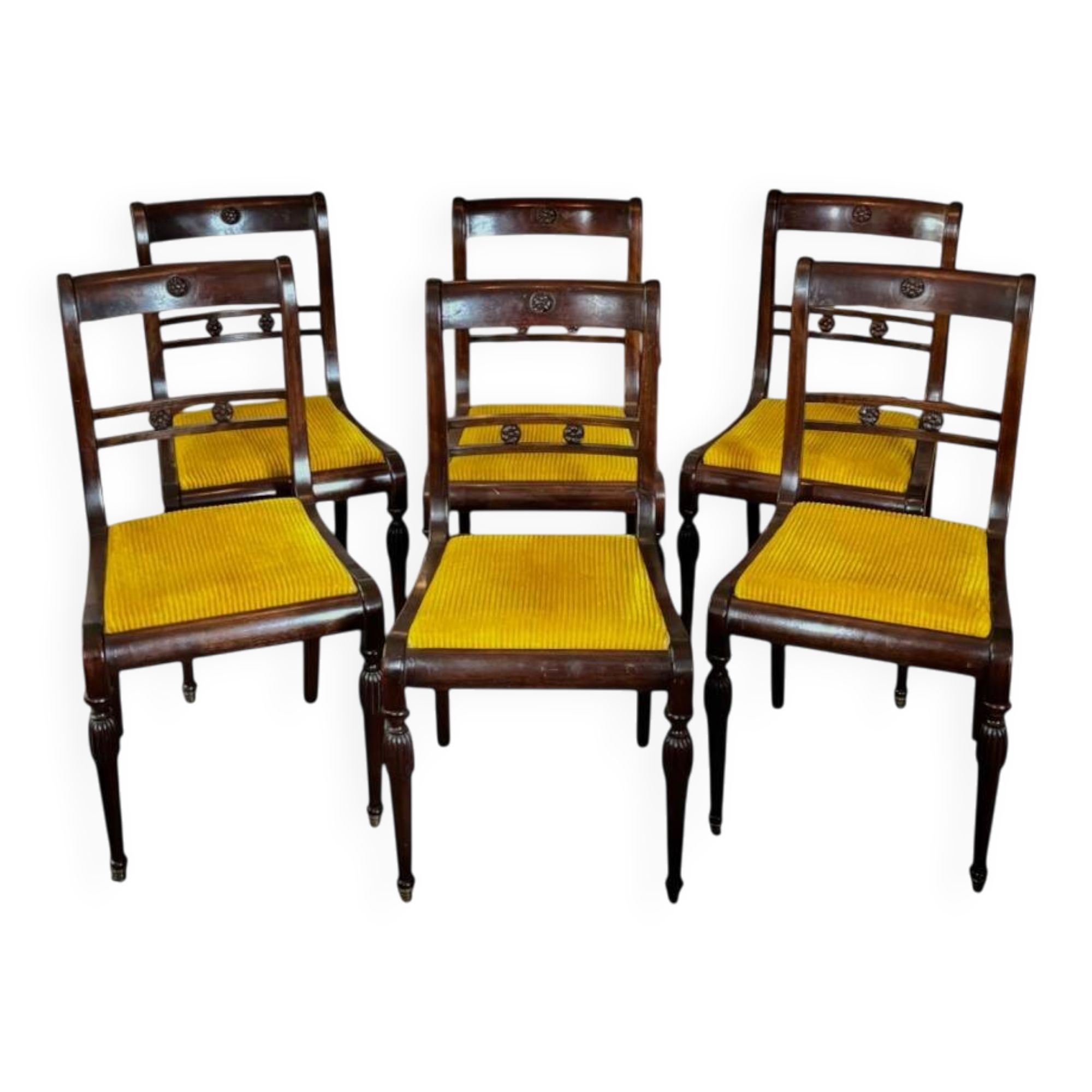 Set of 6 carved wooden chairs