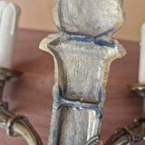 Pair of Empire style wall sconces in gilded bronze and green lacquer.