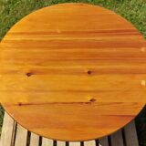 Round pine coffee table