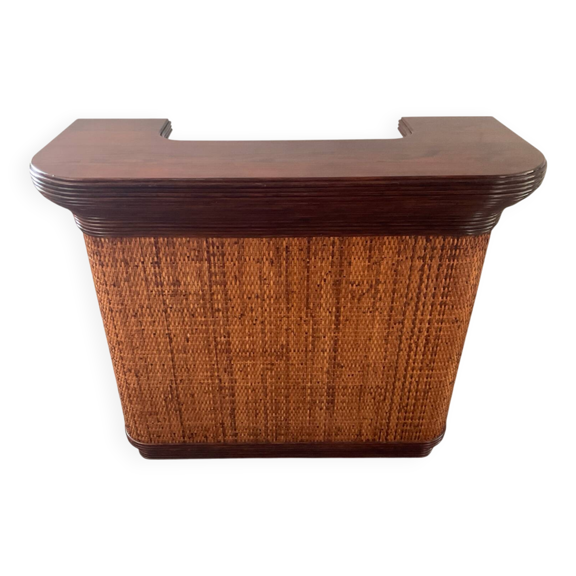 Vintage wooden and rattan counter bar