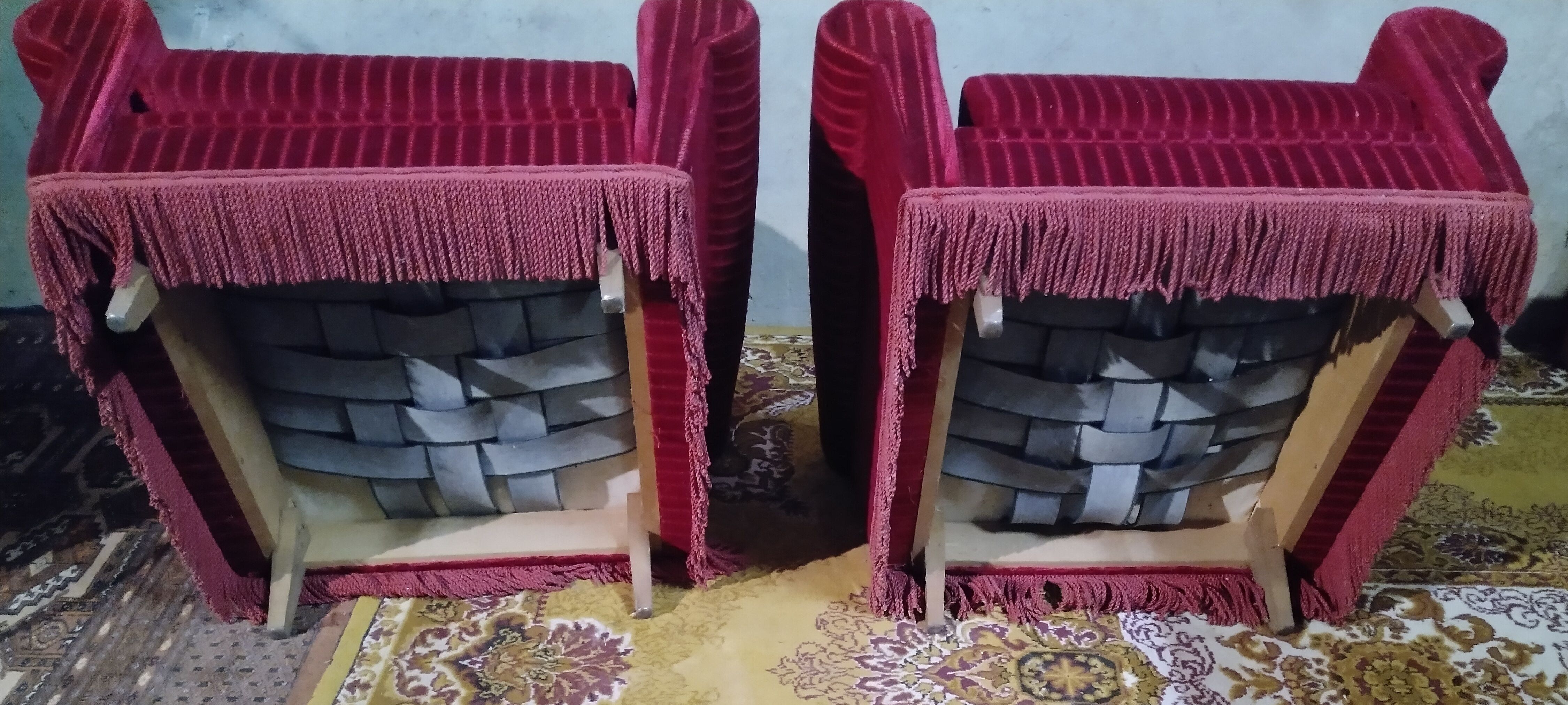 Pair of velvet armchairs