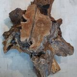 Sculptural wooden centrepiece, organic bowl, brutalist.