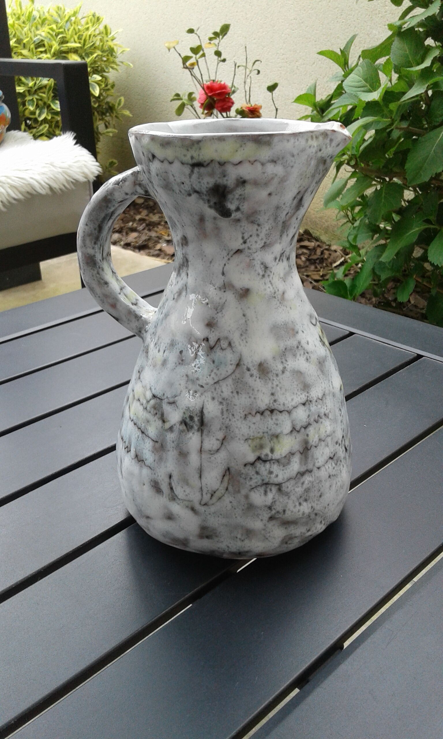 Small pitcher, ceramic, tulip decors. vintage