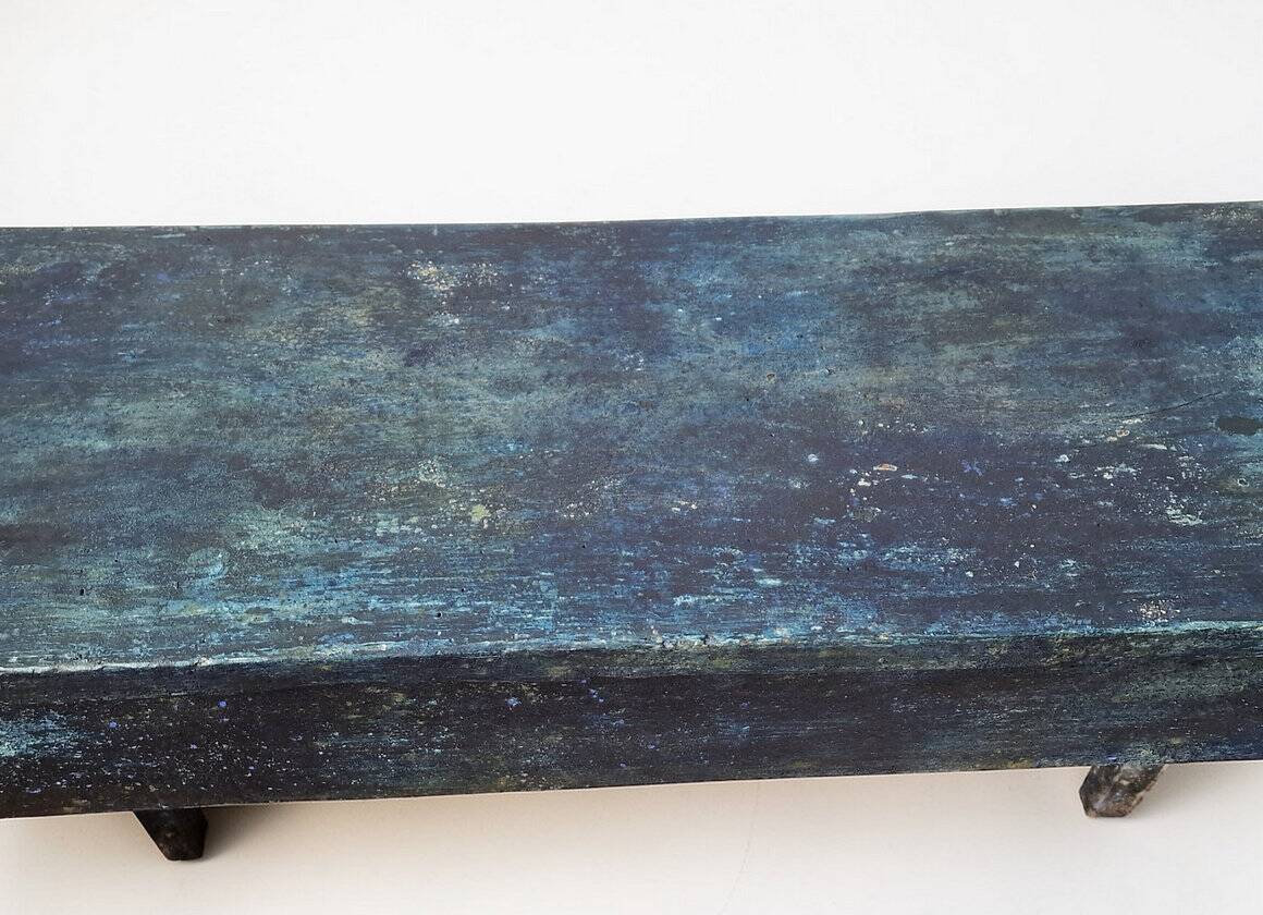 Blue patinated wooden console