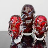 Mid-Century Modern Handmade Crystal Vases in Bright Red by Börne Augustsson
