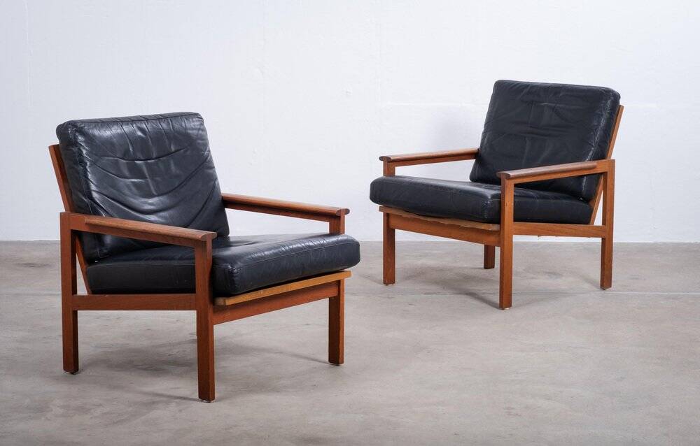 Vintage Danish Lounge Chairs in Teak by Illum Wikkelsø, 1950s, Set of 2